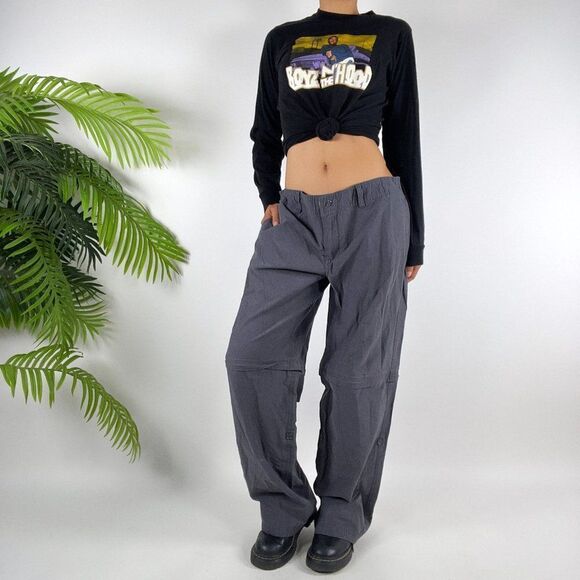 Women's Vintage Gray Indie Low Rise Gorpcore Convertible Cargo Pants / Large - Picture 3 of 6